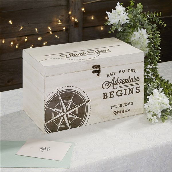 Graduation Compass Personalized Wood Graduation Card Box - 26399