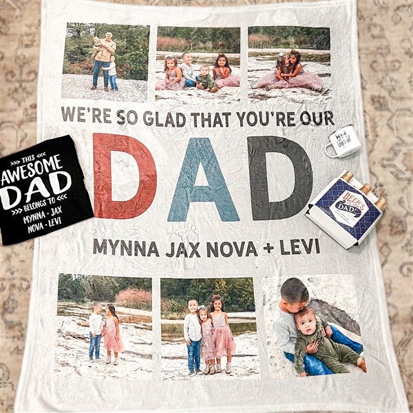 Glad You're Our Dad Personalized 50x60 Fleece Photo Blanket
