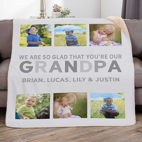 Glad You're Our Dad Personalized Photo Blankets - 26411