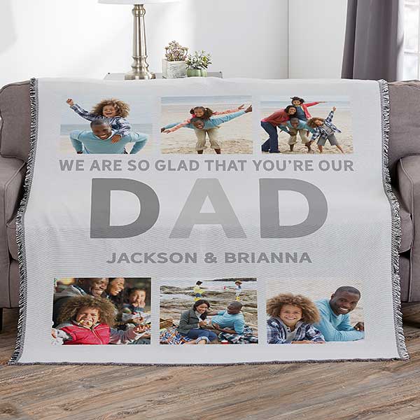 Glad You're Our Dad Personalized Photo Blankets - 26411