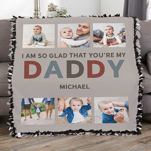 Glad You're Our Dad Personalized Photo Blankets - 26411