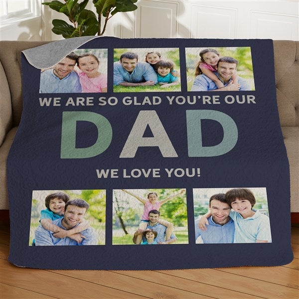 Glad You're Our Dad Personalized Photo Blankets - 26411