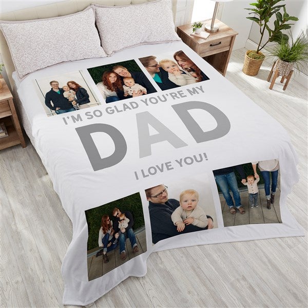 Glad You're Our Dad Personalized Photo Blankets - 26411