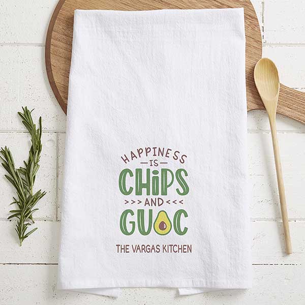 Happiness is Chips & Guac Personalized Flour Sack Towel - 26420