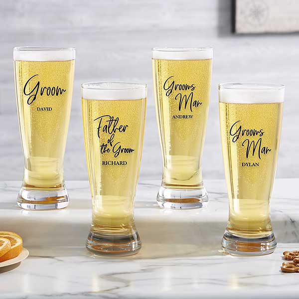 Personalized 24-oz Pilsner Beer Glass with Keepsake Wood Box