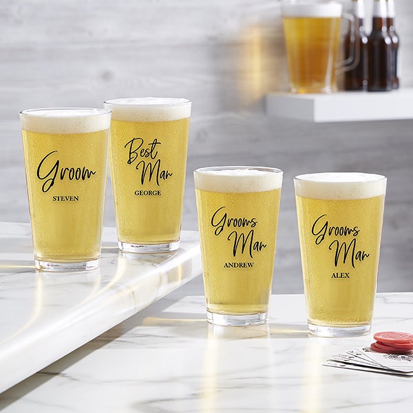 Classic Elegance Personalized Wedding Party Beer Glasses - 26423