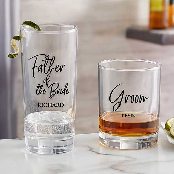 Classic Elegance Personalized Wedding Party Drinking Glasses