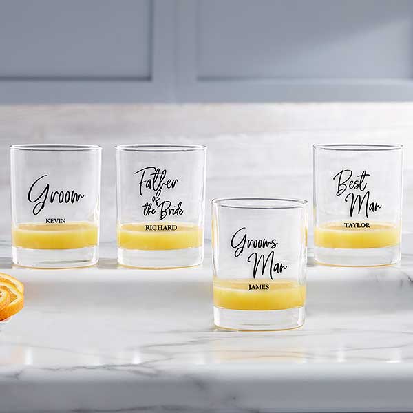 Classic Elegance Wedding Party Personalized Short Drinking Glass