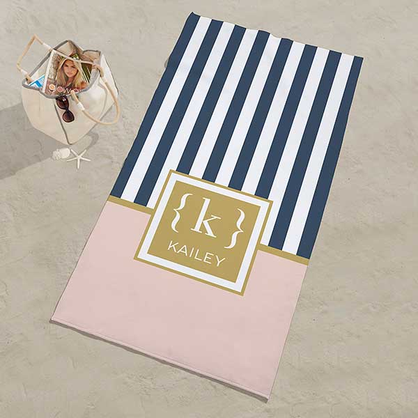 Classy Monogram Personalized Beach Towels - 26431
