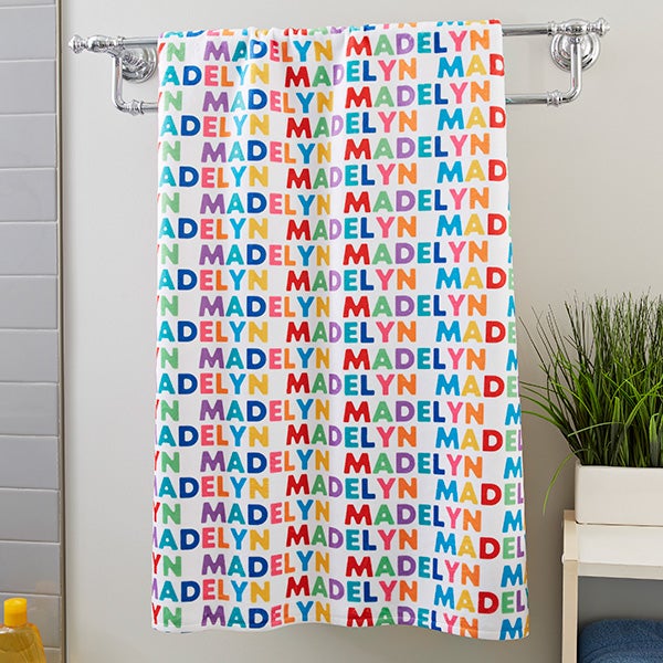Vibrant Name for Her Personalized Bath Towels for Kids - 26444
