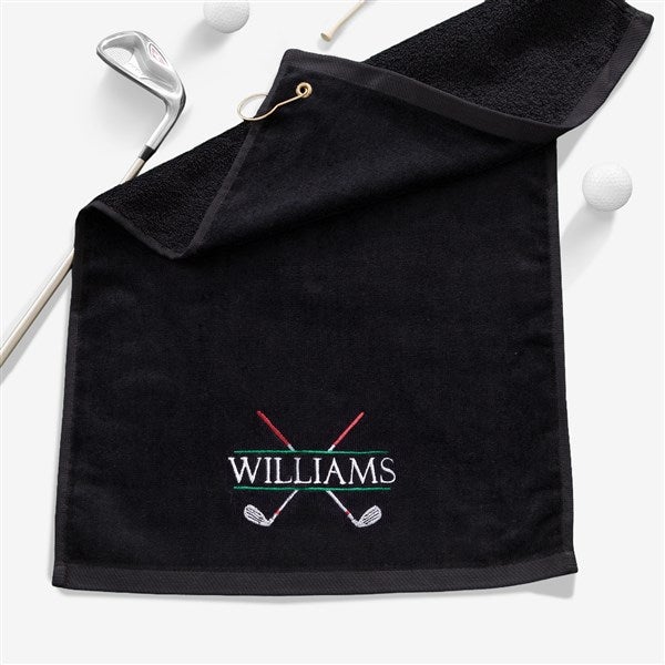 Crossed Clubs Embroidered Golf Towel - 26457