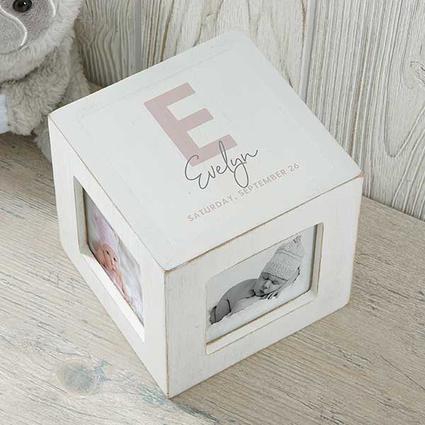 Simple & Sweet Personalized Baby Girl Photo Cubes - 26461