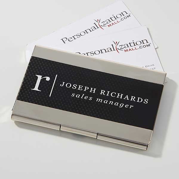 Monogrammed business card shop holder