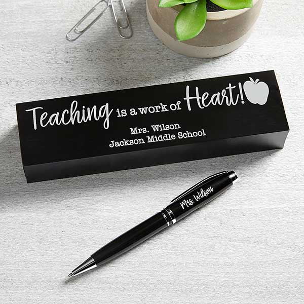 Teaching Is A Work of Heart Pen with Case
