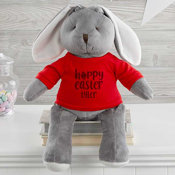 Hoppy Easter Personalized Stuffed Easter Bunny Plush - 26486