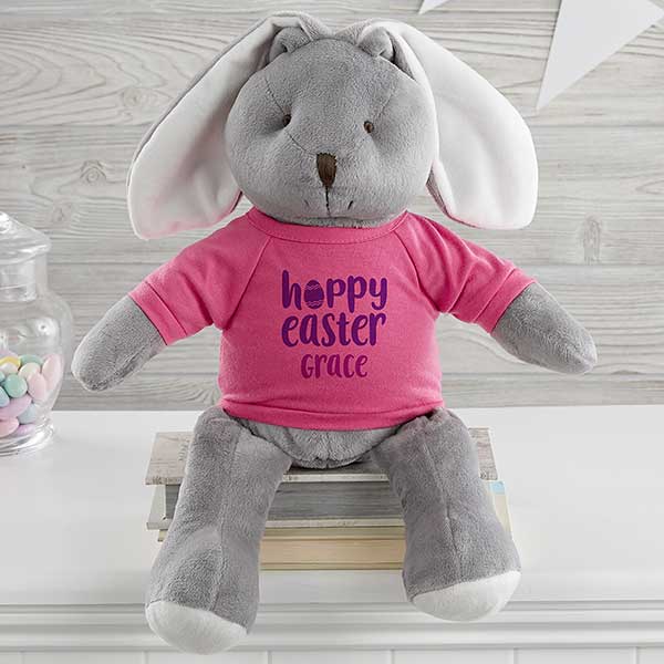 Hoppy Easter Personalized Stuffed Easter Bunny Plush - 26486