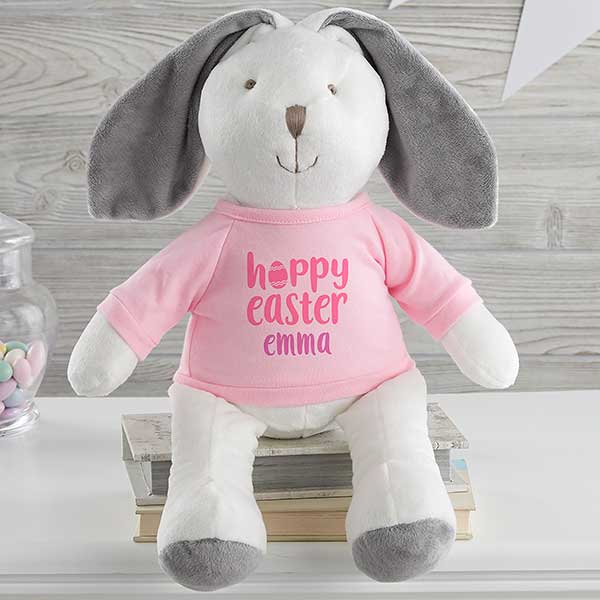 Hoppy Easter Personalized Stuffed Easter Bunny Plush - 26486