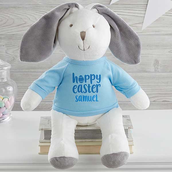 Hoppy Easter Personalized Stuffed Easter Bunny Plush - 26486
