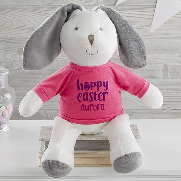 Hoppy Easter Personalized Stuffed Easter Bunny Plush - 26486