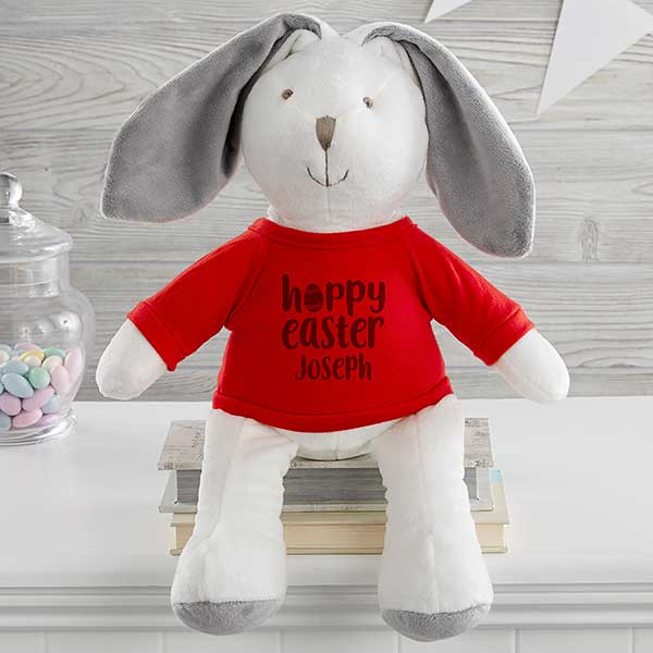 Hoppy Easter Personalized Stuffed Easter Bunny Plush - 26486