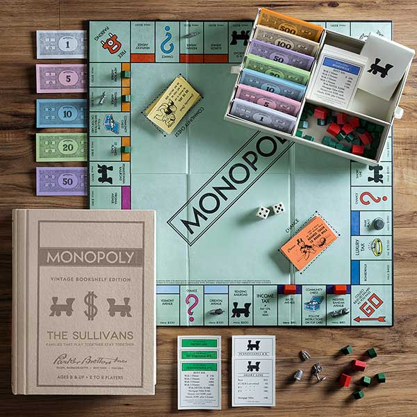 Personalized Monopoly Board Game - Vintage Bookshelf Edition