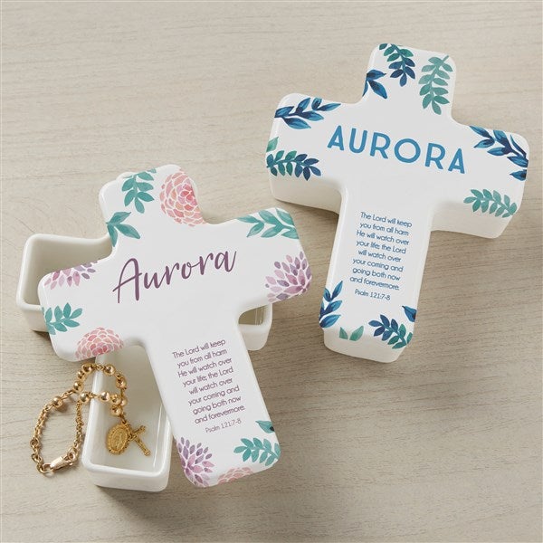 Protect Me Personalized Cross Trinket Box - 26492