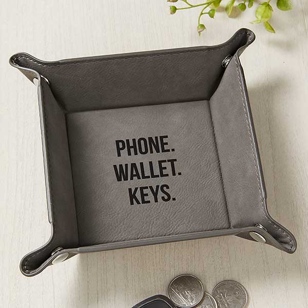 Personalized Vegan Leather Valet Tray - 26496