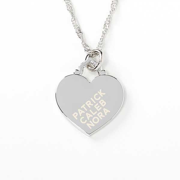 Engraved Heart Necklace With Kids Names - 26497