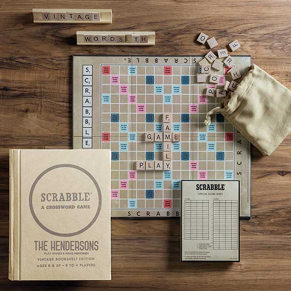 Personalized Scrabble Board Game - Vintage Bookshelf Edition - 26498