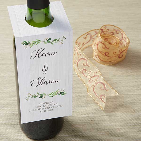 Laurels of Love Personalized Wine Tags for Wedding