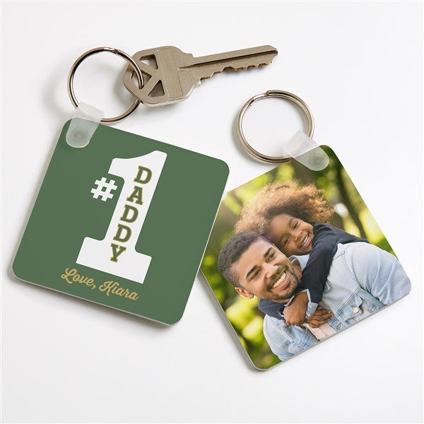 #1 Dad Personalized Photo Keychain - 26513