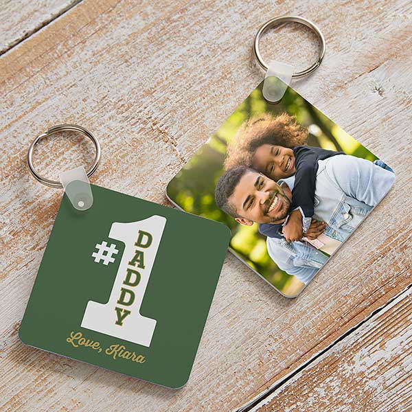 #1 Dad Photo Keychain