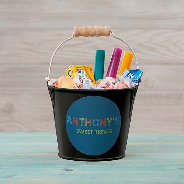 Colorful Name Personalized Black Mini Metal Bucket for Kids Kids Gifts