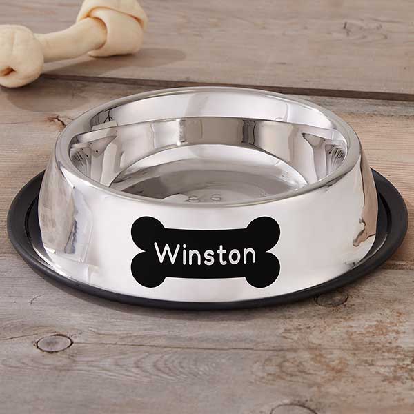 Dog Bone Stainless Steel Personalized Dog Bowl