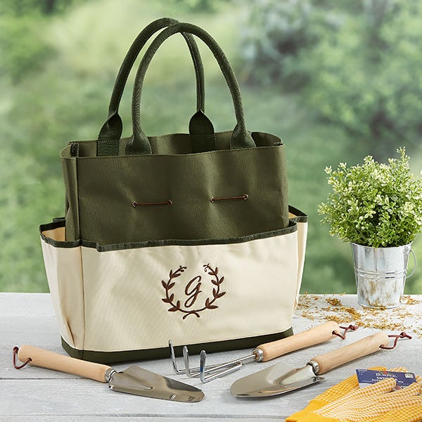 Floral Wreath Personalized Garden Tote & Tools - 26536