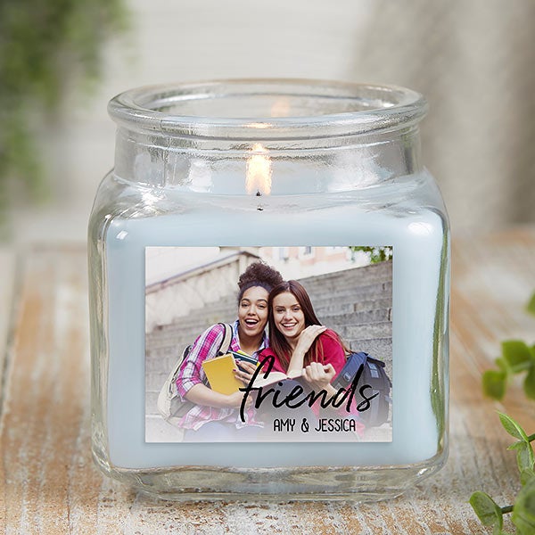 Friends Photo Personalized 10 oz Crystal Waters Candle Jar