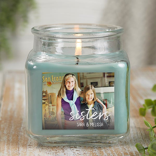 Sisters Photo Personalized Scented Glass Candle Jars - 26564