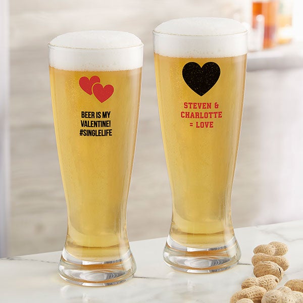Personalized Valentine's Day Beer Glasses - Choose Your Icon - 26566