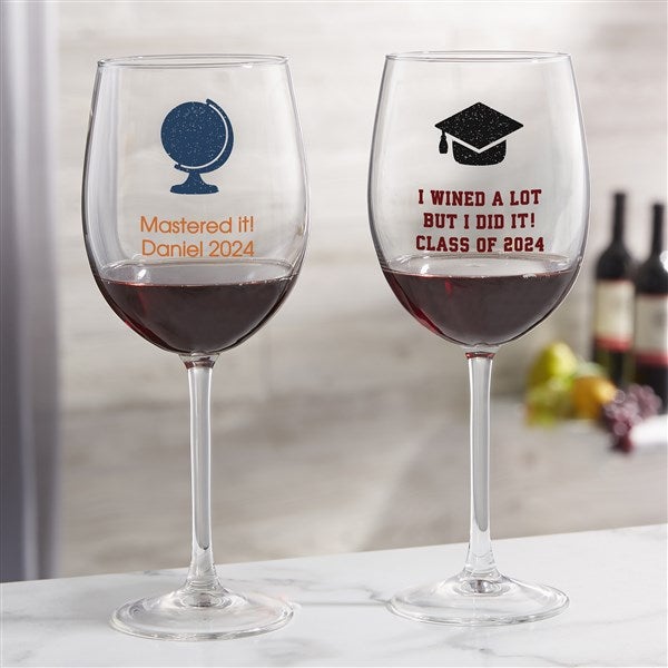 Personalized Graduation Wine Glasses - Choose Your Icon - 26568