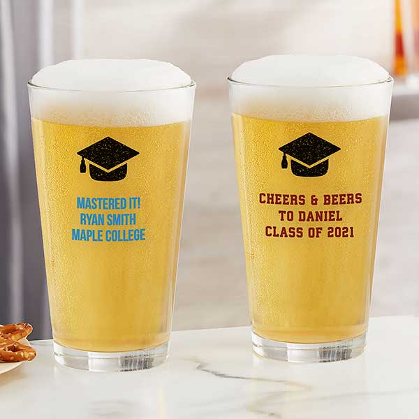 Choose Your Icon Personalized Graduation 16oz Pint Glass - Graduation Gifts