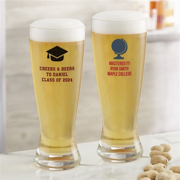 Personalized Graduation Beer Glasses - Choose Your Icon - 26569