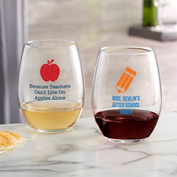Personalized Teacher Wine Glasses - Choose Your Icon - 26574