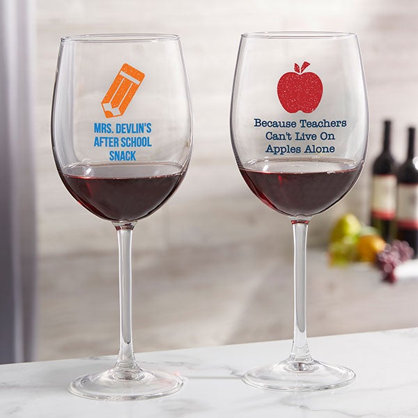 Personalized Teacher Wine Glasses - Choose Your Icon - 26574