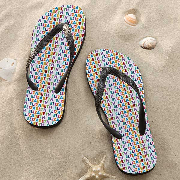 Vibrant Name Personalized Adult Flip Flops - 26595