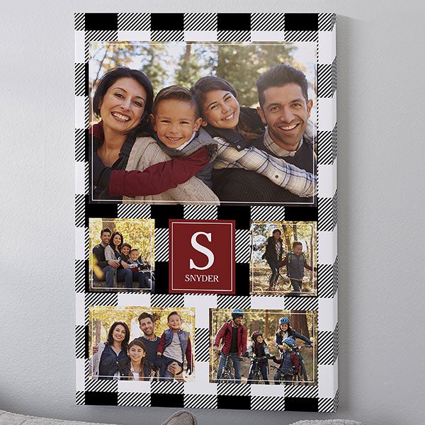 Custom Pattern Vertical 5 Photo Collage Canvas Print - 16x24