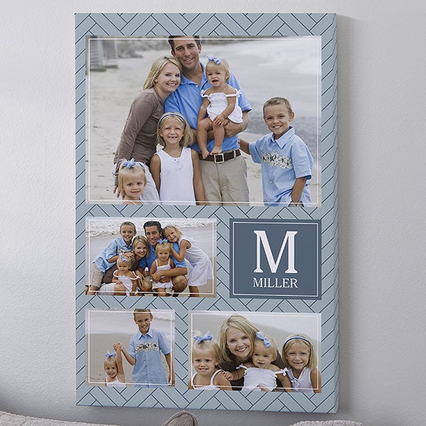 Square Collage 4 Picture Personalised Canvas Photo Print 16x16 UV Protected 