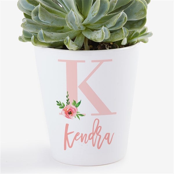 Floral Initial Personalized Mini Flower Pot - 26695