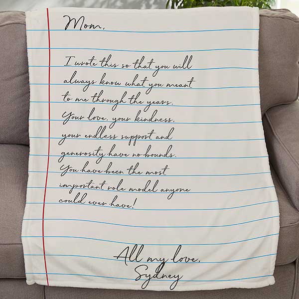 Gifts for Mom, Personalized Mom Blanket, Letter to Mom with Your