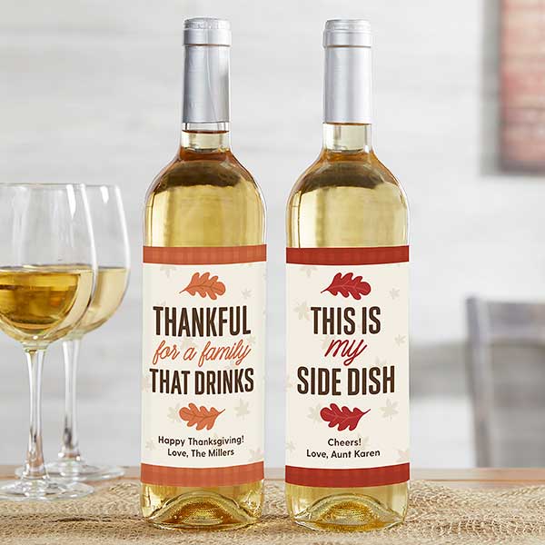 Thankful For Personalized Thanksgiving Wine Bottle Labels - 26703