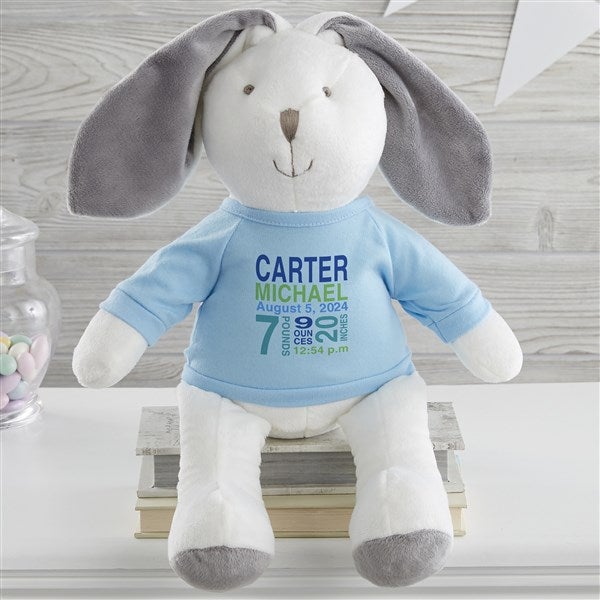 All About Baby Personalized Birth Stats Stuffed Animal Bunny - 26712
